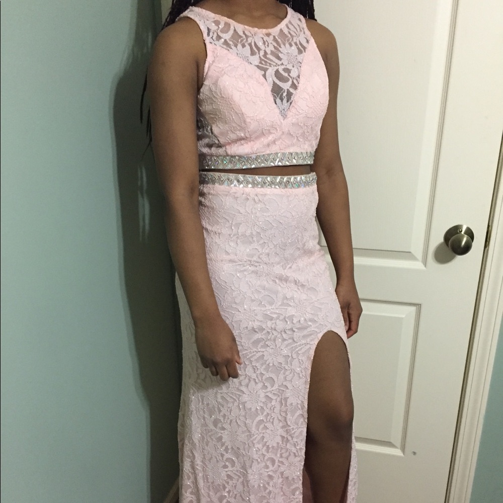 Sparkly City Triangles Two Piece Prom Dress